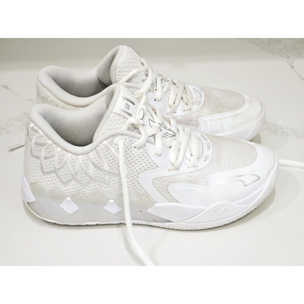 PUMA MB.01 Lo Triple White Basketball Sneakers Clean Aesthetic Size 6.5